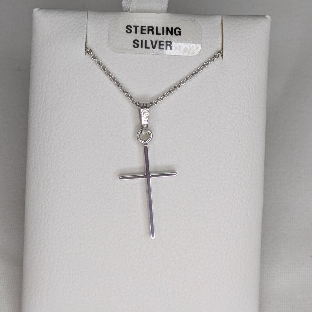 Vintage Marathon Sterling Silver Cross Pendant with 18" Chain